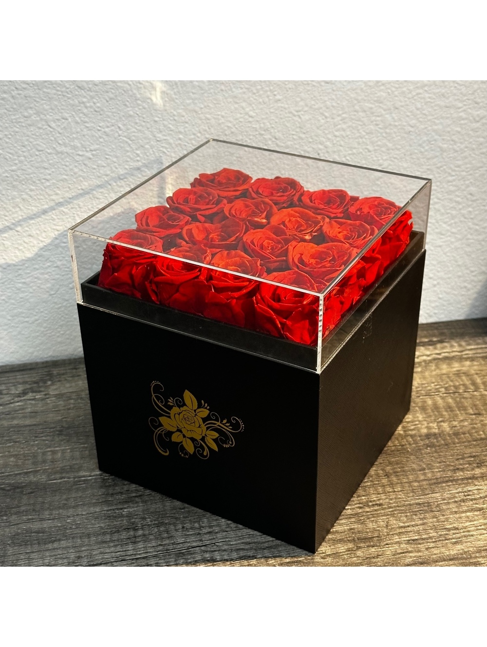 Preserved Red Roses in Acrylic Display Gift Box
